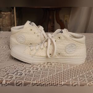 Mid Top Converse Off-White Textured Sneakers